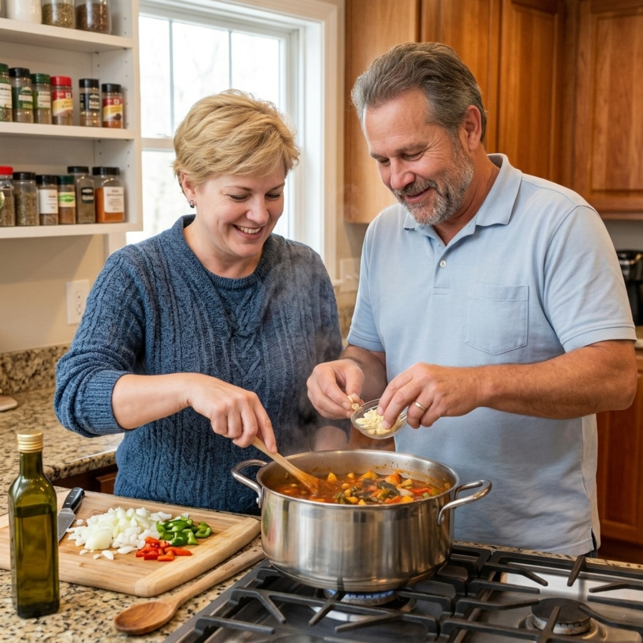 Lena and Alex cooking together