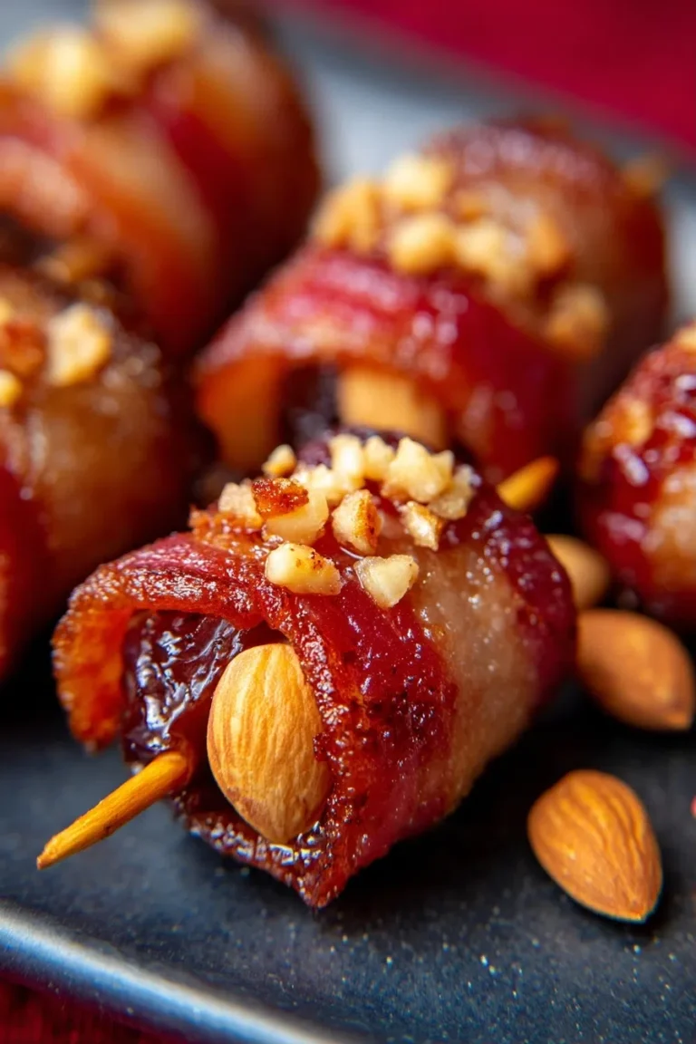 Bacon Wrapped Dates with Almonds – High Protein Snack