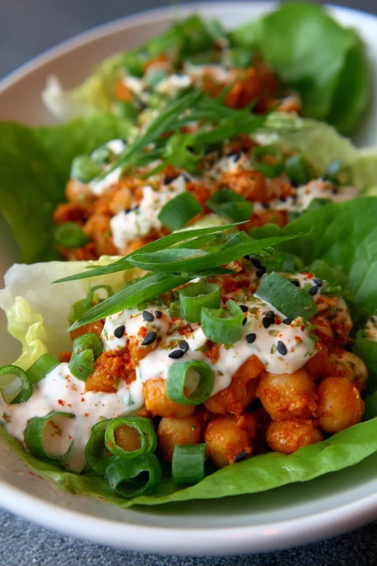 Buffalo Chickpea Lettuce Wraps Vegan Lunch