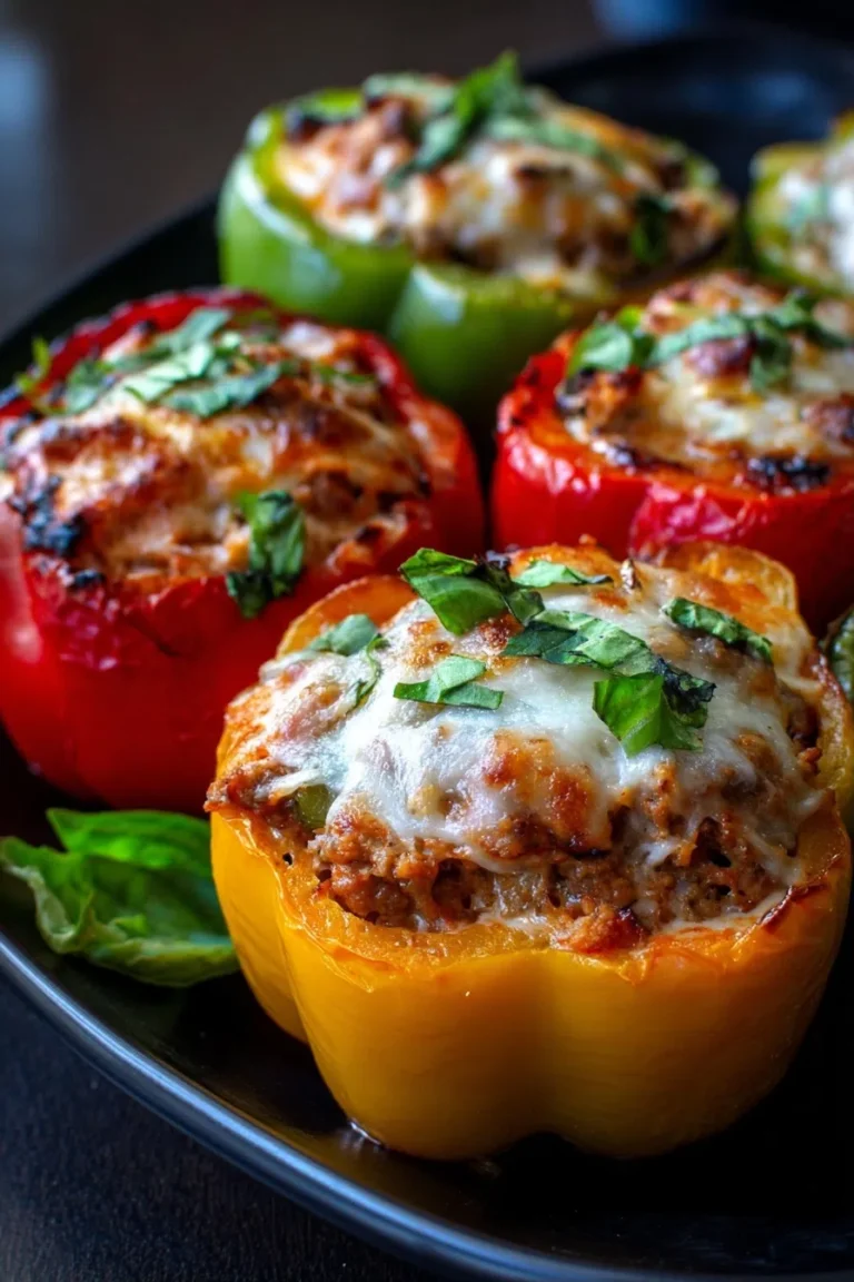 Cheesy Ground Beef Stuffed Bell Peppers – High Protein