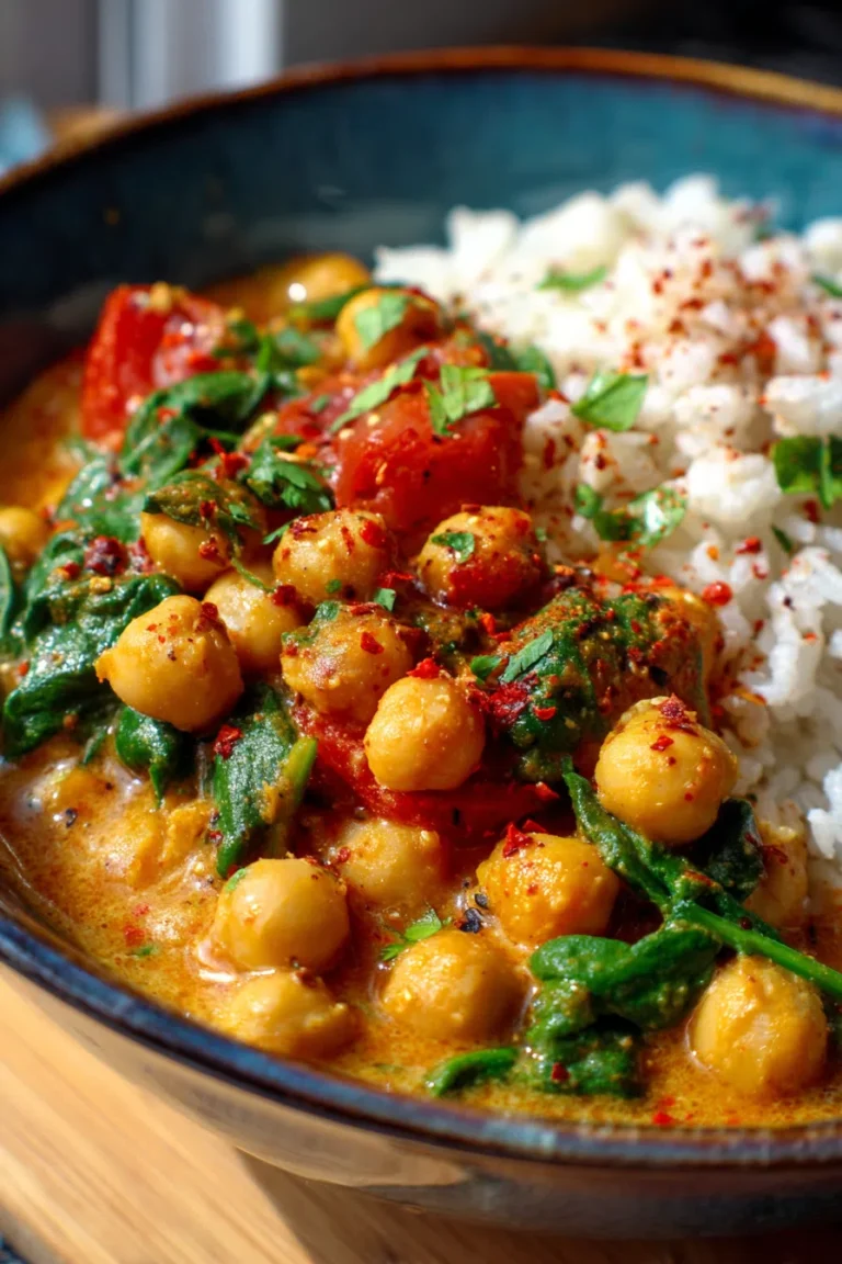 Chickpea & Spinach Curry – High Protein Vegan Dinner