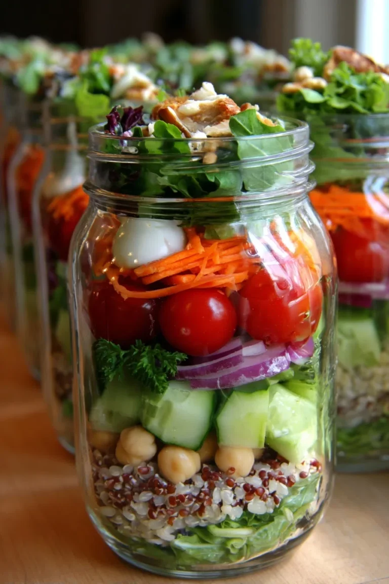 Make-Ahead Salad Jars (Layered) High Protein Salad Meal Prep