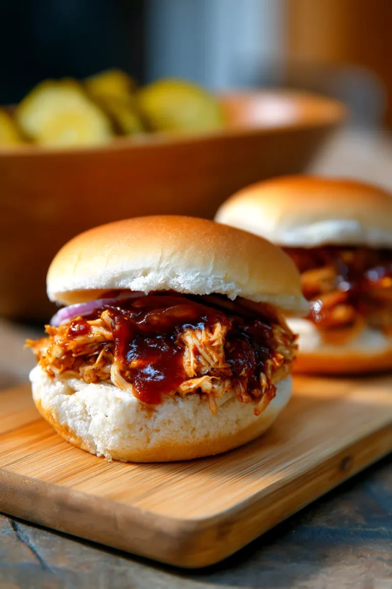 Slow Cooker BBQ Pulled Chicken Sandwiches