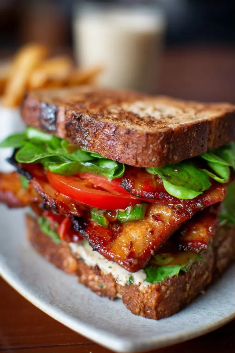 Smoky Tempeh Bacon BLT Sandwich – High Protein Vegan Lunch