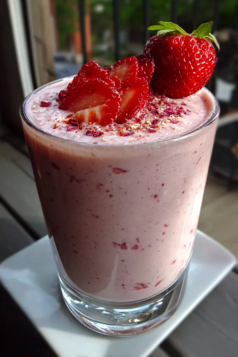Strawberry Cheesecake Protein Smoothie – High Protein Dessert