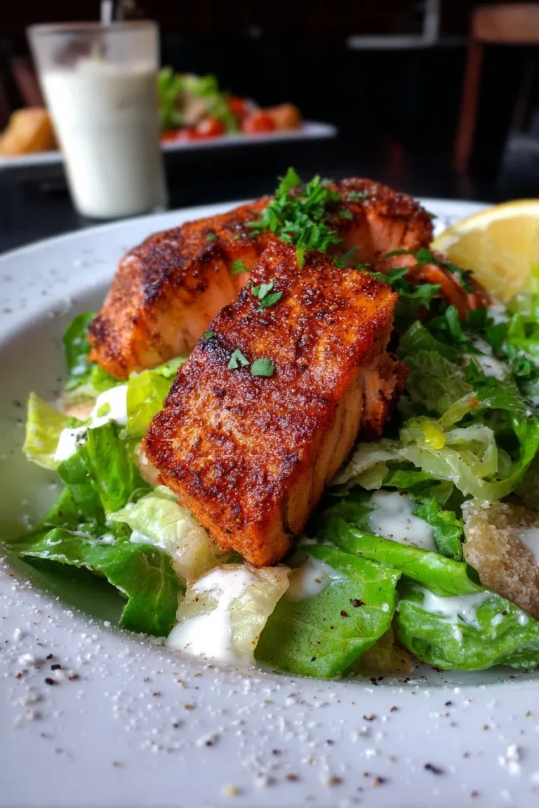 Blackened Salmon Caesar Salad for Lunch