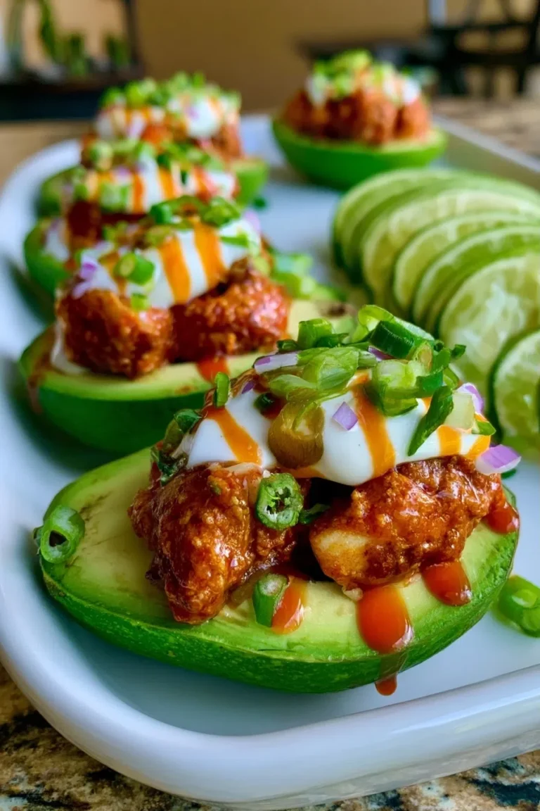 Buffalo Chicken Stuffed Avocados – High Protein Low Carb Lunch