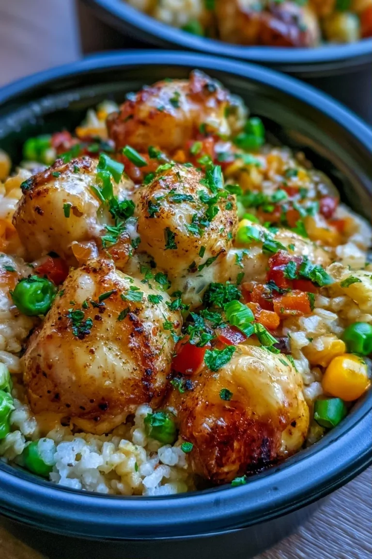 Cheesy Chicken & Rice Casserole (Make-Ahead) High Protein
