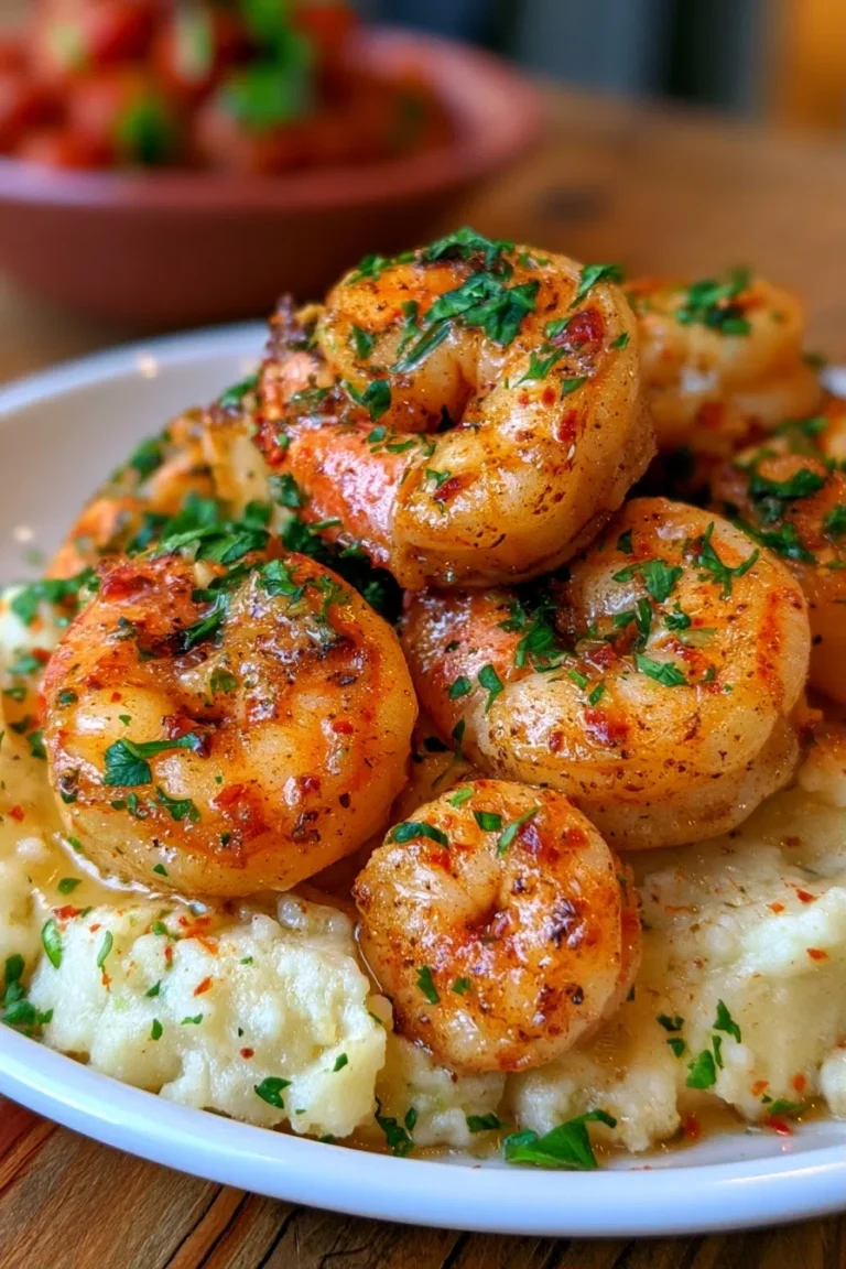 Creamy Garlic Butter Shrimp With Mashed Potatoes Recipe