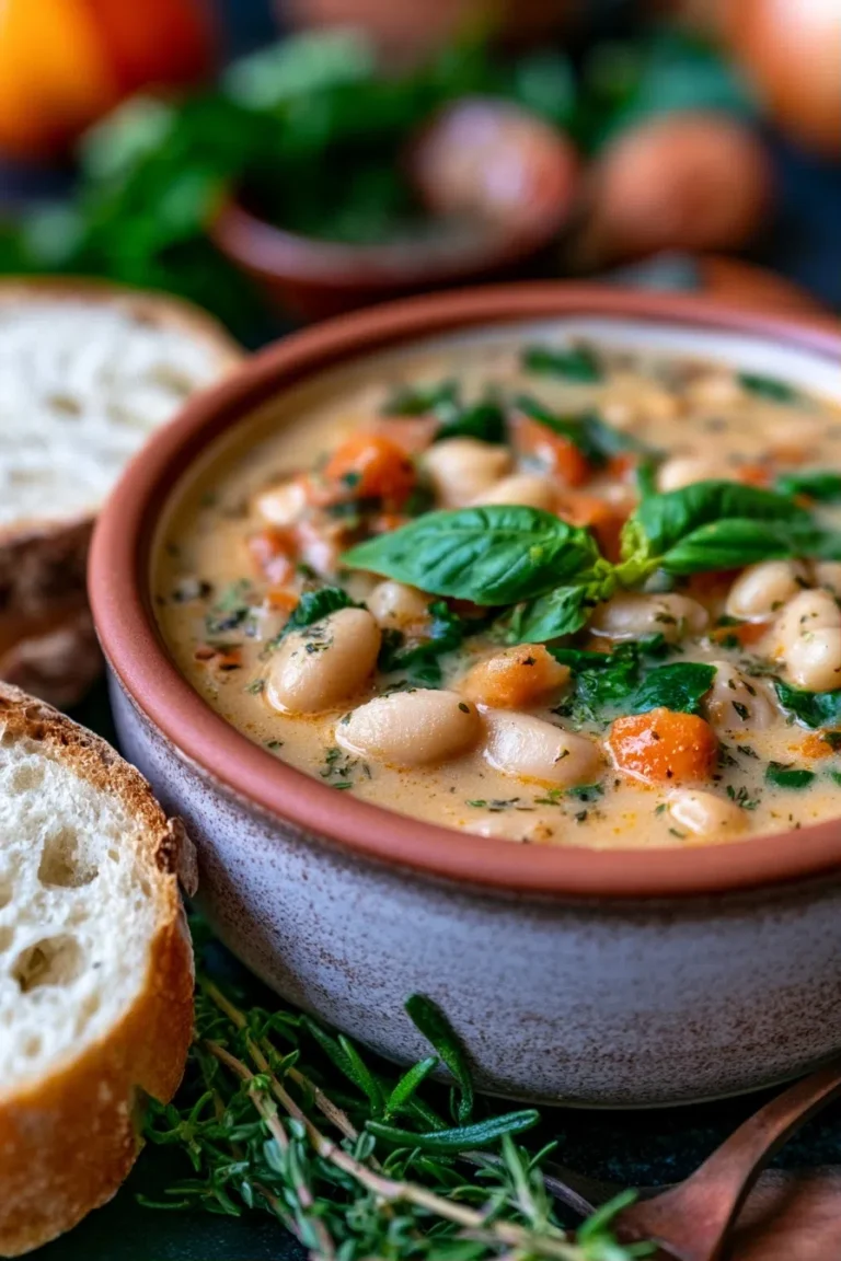 Creamy Vegan Tuscan White Bean Soup Recipe