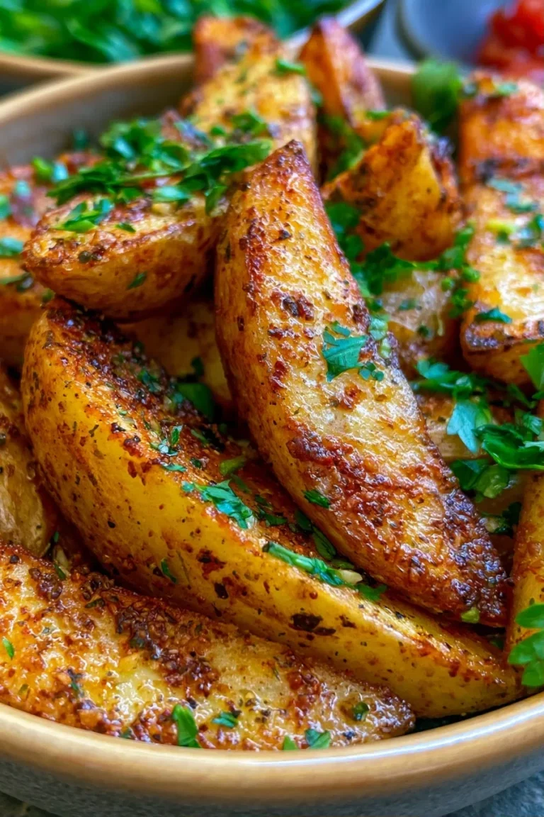 Crispy Garlic Parmesan Potato Wedges Recipe