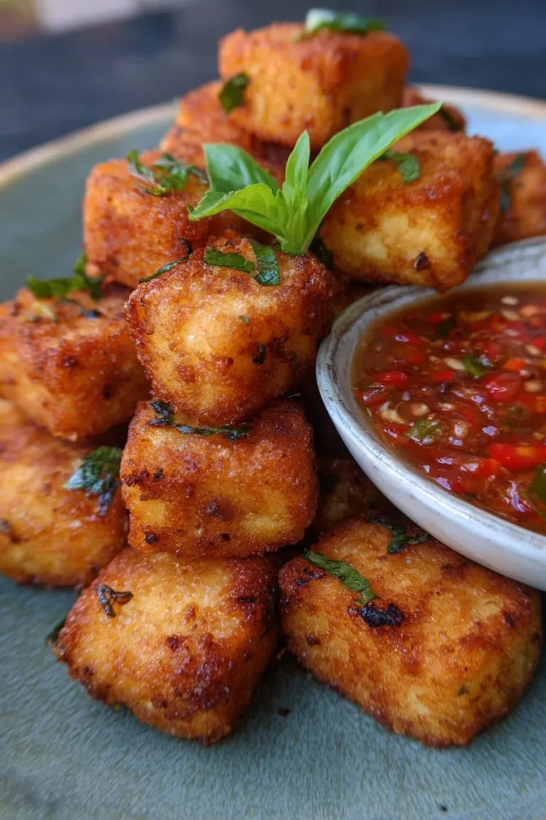 Crispy Tofu Bites with Sweet Chili Sauce Vegan Snack