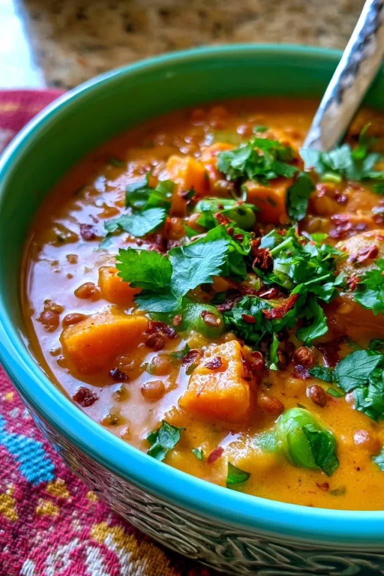 Curried Lentil & Sweet Potato Soup – High Protein