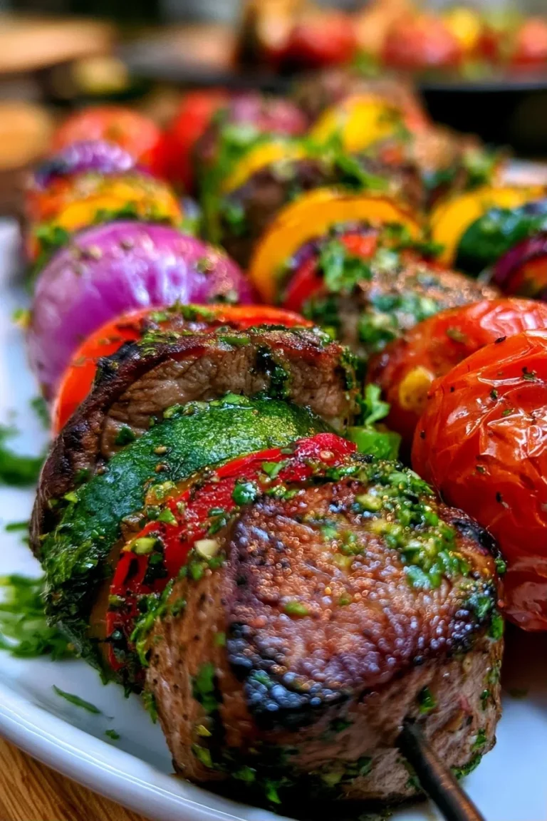 Grilled Chimichurri Steak & Veggie Kabobs – High Protein