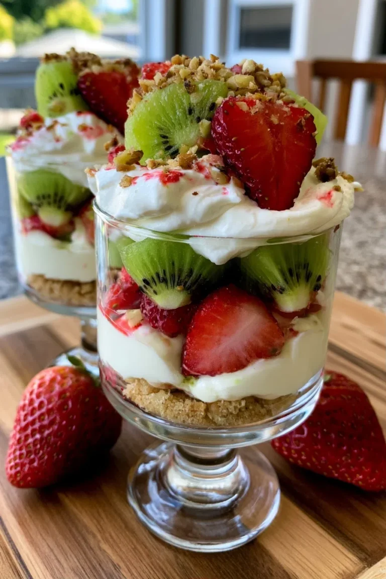 No-Bake Strawberry Kiwi Cheesecake Parfaits