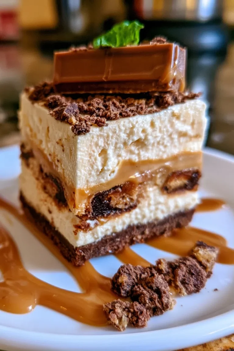 No-Bake Twix Caramel Cheesecake Delight