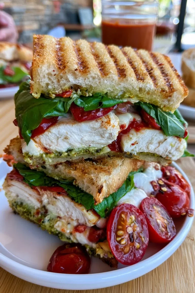 Pesto Chicken Caprese Panini – High Protein Lunch