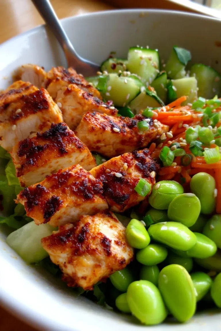 Sesame Ginger Chicken & Edamame Salad – High Protein Lunch