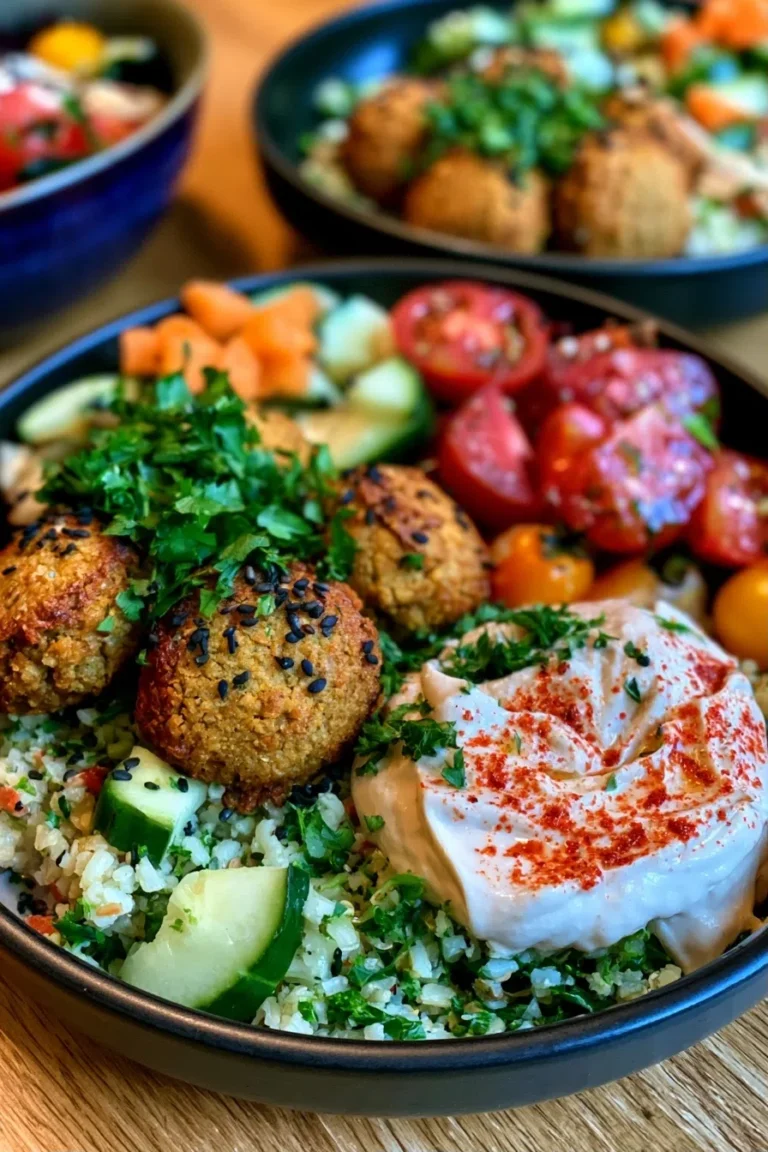 Vegan Falafel Plate with Tahini Sauce – High Protein Dinner